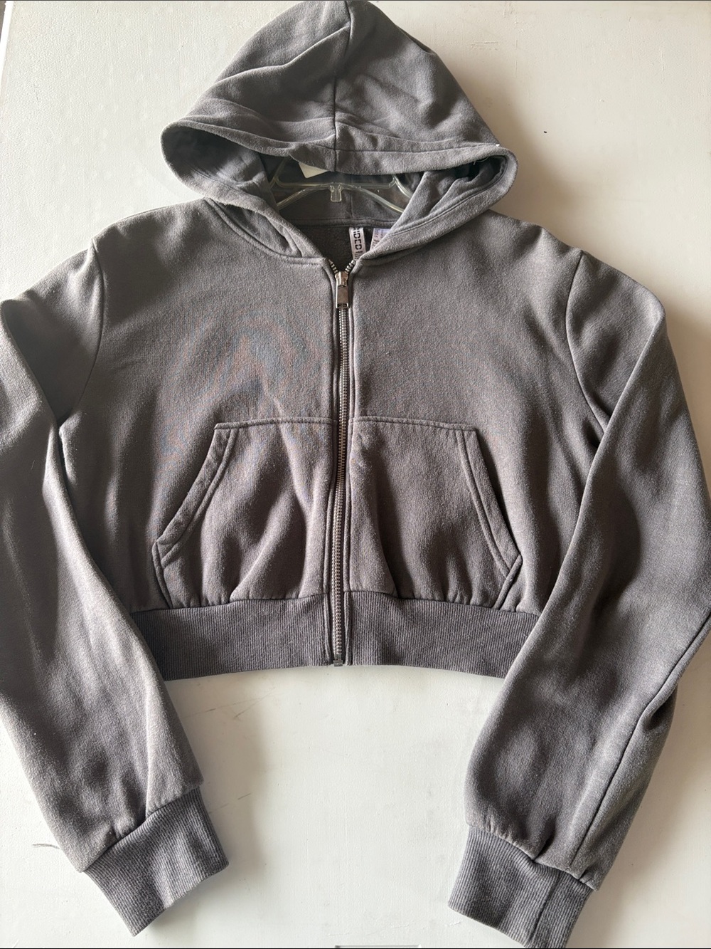 Divided Gray Cropped Zip Hoodie